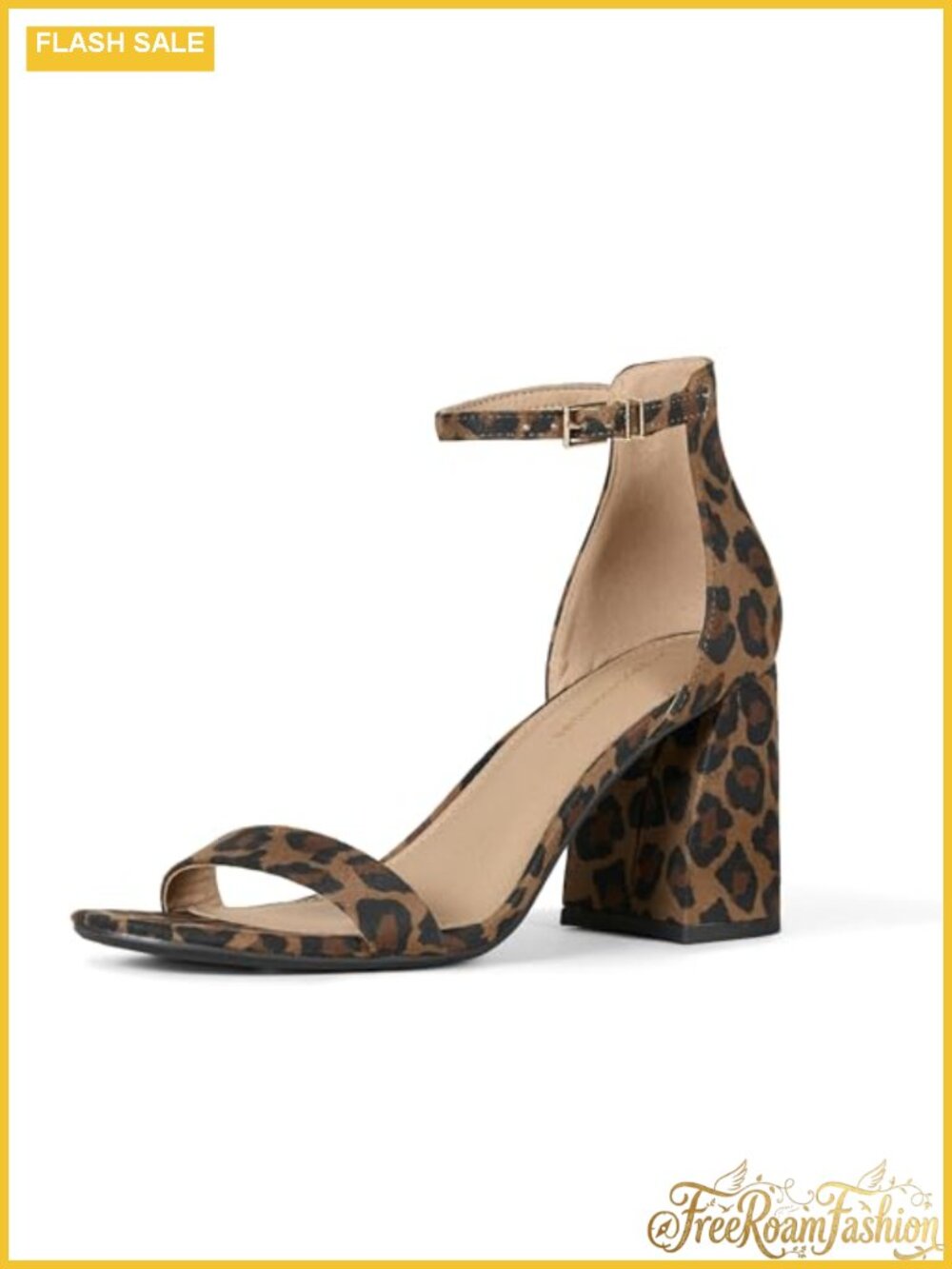 Faux Suede Block Heel Ankle Strap Sandals Comfort Memory Foam